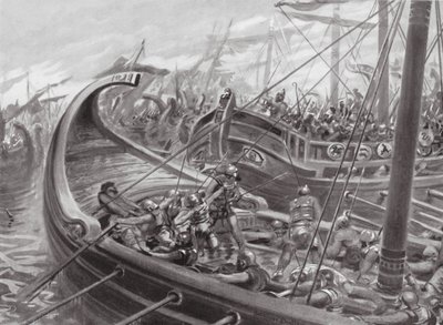 Den fokæiske flåde besejrer karthaginerne (litografi) af Robert Ambrose Dudley