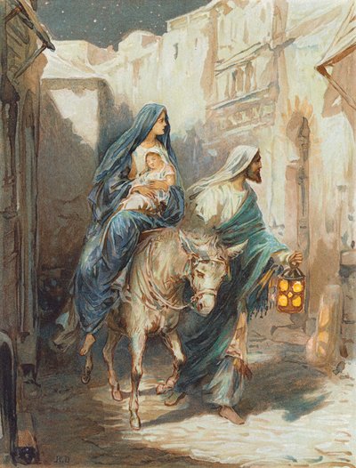 Flugten til Egypten (farvelitografi) af Robert Ambrose Dudley