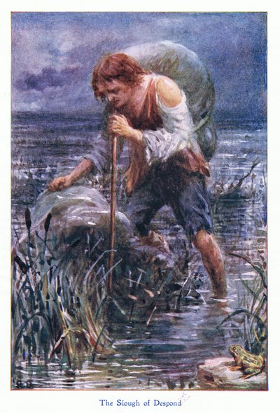 The Slow of Despond, fra The Pilgrims Progress udgivet af John F Shaw & Co, ca. 1900
