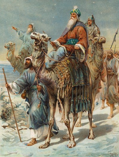 De vise mænd søger Jesus (farvelitografi) af Robert Ambrose Dudley