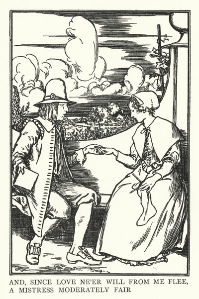 Og da kærlighed aldrig vil flygte fra mig, en elskerinde moderat fair (litho) af Robert Anning Bell