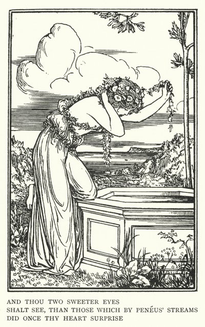 Og du to sødere øjne, skal se, end de, der ved Peneus-strømme, engang overraskede dit hjerte (litho) af Robert Anning Bell