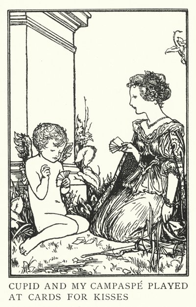 Amor og min Campaspe spillede kort for kys (litho) af Robert Anning Bell