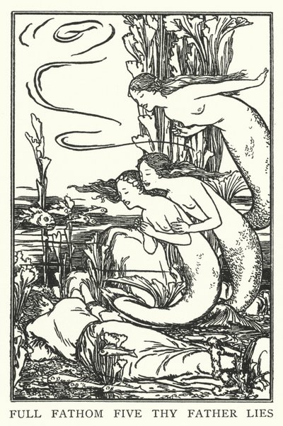 Fuldfavne fem din far lyver (litho) af Robert Anning Bell