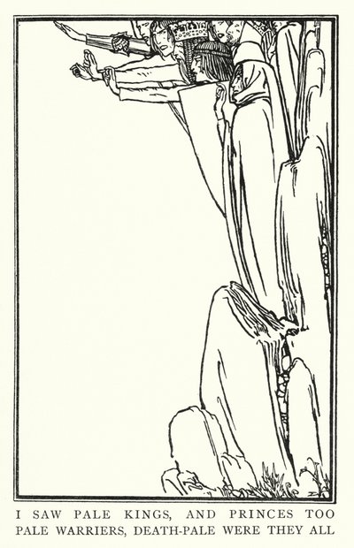 Illustration til digte af John Keats: La Belle Dame Sans Merci (litho) af Robert Anning Bell