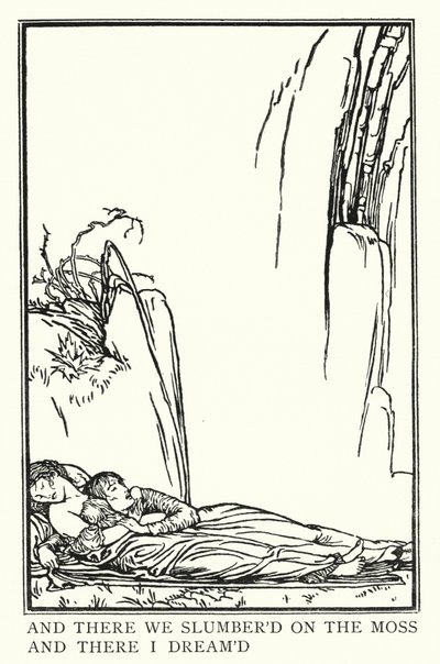 Illustration til digte af John Keats: La Belle Dame Sans Merci (litho) af Robert Anning Bell