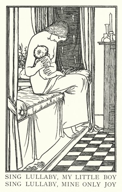 Syng vuggevise, min lille dreng, syng vuggevise, min eneste glæde (litho) af Robert Anning Bell
