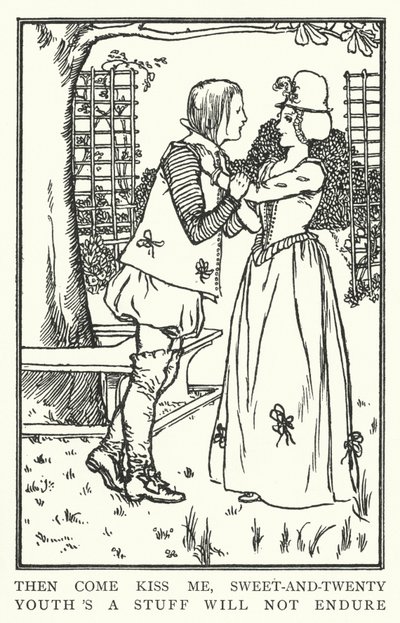 Så kom og kys mig, sød-og-tyve, ungdom er noget, der ikke vil holde ud (litho) af Robert Anning Bell