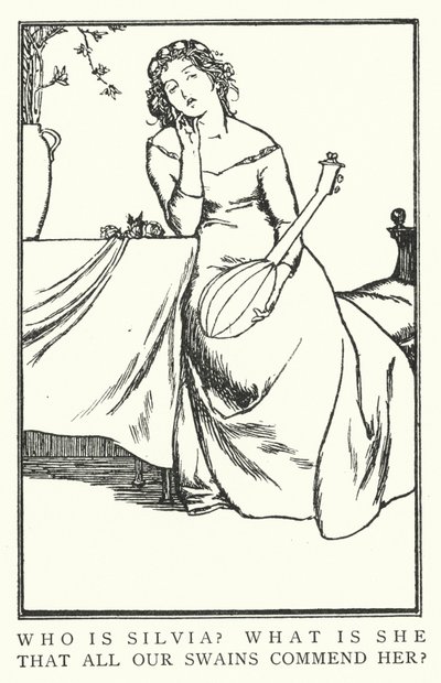 Hvem er Silvia? Hvad er hun, at alle vore svaner roser hende? (litho) af Robert Anning Bell
