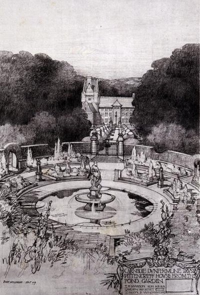 Pittencrieff House fra Pond Garden, fra Thomas Mawsons 