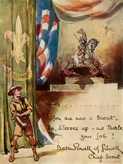 Design for spejdere tilmeldingskort, 1944. af Robert Baden Powell