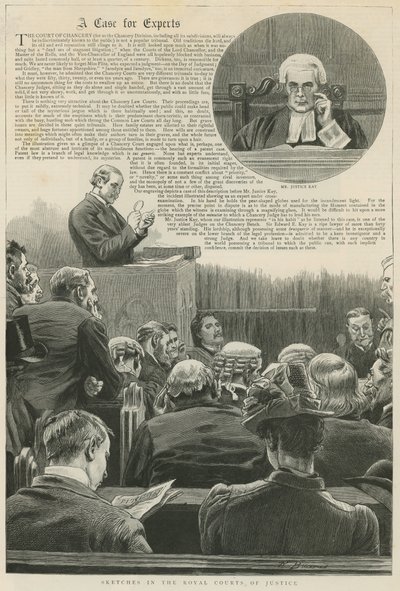 En sag for sagkyndige: Skitser i de kongelige domstole; med en vignet af hr. Justice Kay af Robert Barnes