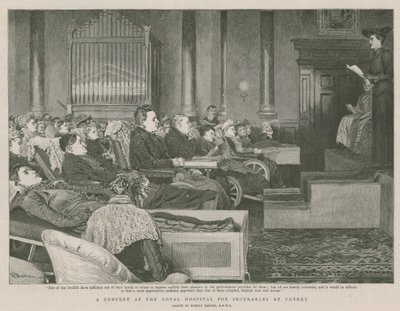 En koncert på Royal Hospital for Incurables i Putney (gravering) af Robert Barnes