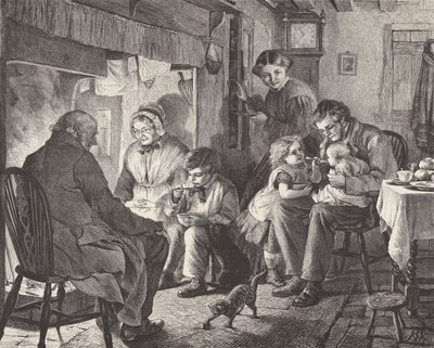 Fireside joys (gravering) af Robert Barnes