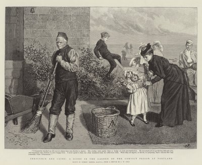 Uskyld og kriminalitet, en scene i haven til straffefangefanget i Portland af Robert Barnes
