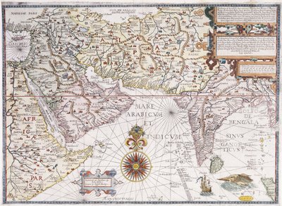 Et kort over Østafrika, Arabien og Indien, 1598 af Robert Beckit