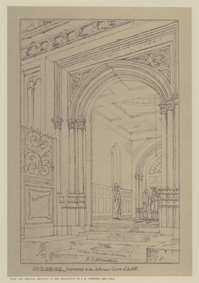 Adgang til de forskellige domstole, Guildhall, City of London af Robert Blemell (after) Schnebbelie