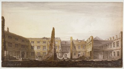 Blackwell Hall under nedrivning, City of London, 1819 af Robert Blemmell Schnebbelie