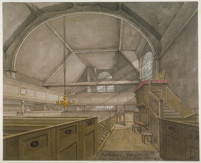 Interiør af kapellet i Church of St Bartholomew-the-Great, Smithfield, City of London, 1818 af Robert Blemmell Schnebbelie