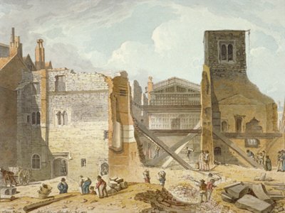 Udsigt over nedrivningen af Savoy Palace, Westminster, London, 1820 af Robert Blemmell Schnebbelie