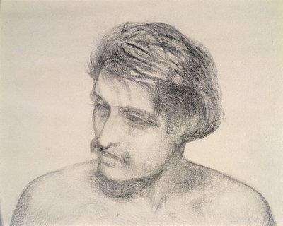 Studie af en mands hoved (blyant på papir) af Robert Braithwaite Martineau