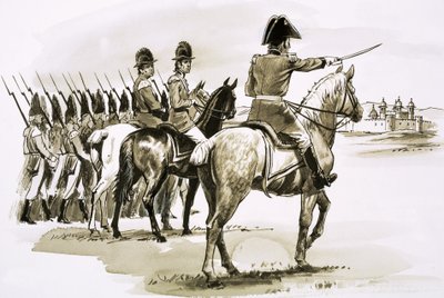 Arthur Wellesley i spidsen for det 23. regiment ved Mysore af Robert Brook