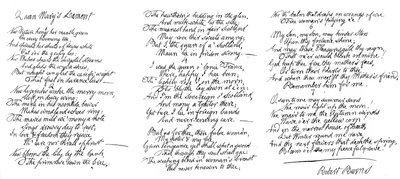 Queen Marys Lament, digt i håndskrift af Robert Burns, slutningen af det 18. århundrede, 1840 af Robert Burns