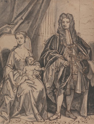 Portræt af en familie, kaldet John Sheffield, hertug af Buckingham, og familie af Robert Byng