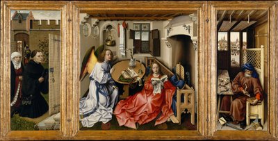 Bebudelsen Mérode altertavle, ca 1428-1432 af Robert Campin