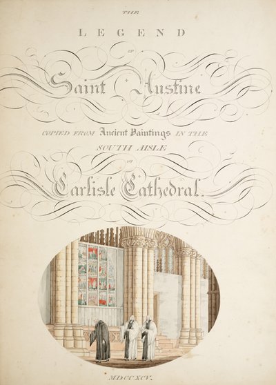 Fru New Coll 380, f9r. Antikviteterne fra Cathedral Church of Saint Mary, Carlisle, tegnet af Robert Carlile, 1795 (pen og blæk og wc på papir) af Robert Carlile