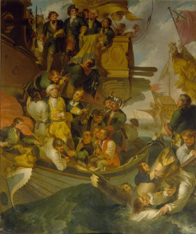 Indtagelsen af admiral Nils Ehrenskiöld i slaget ved Gangut, midten af det 18. af Robert Carr Porter