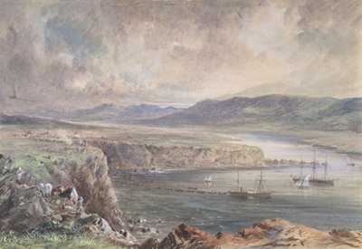 Foilhummerum Bay, Valentia, Ser fra Cromwell Fort: The Caroline and Boats..., 1865-66. af Robert Charles Dudley