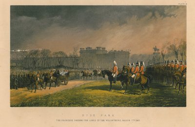 Hyde Park - prinsessen passerer de frivilliges linjer, 7. marts 1863, 1863 af Robert Charles Dudley