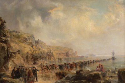 Landing the Shore End of the Atlantic Cable, 1866. af Robert Charles Dudley