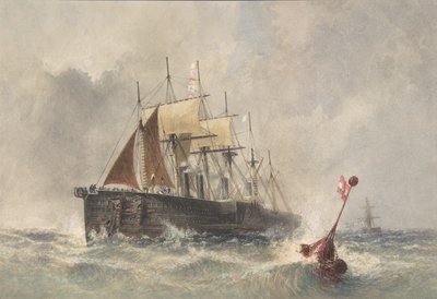 Udsendelse af bøjen fra Stævnen af Great Eastern den 8. august 1865, 1865-66. af Robert Charles Dudley