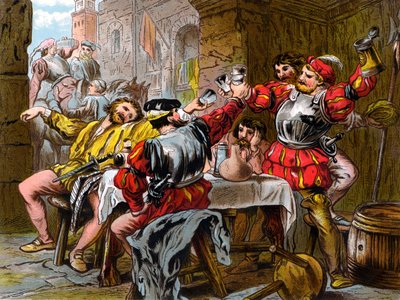 "Lad me the Canakin Clink" Othello Act II. Scene II. (kromolitografi) af Robert Charles Dudley