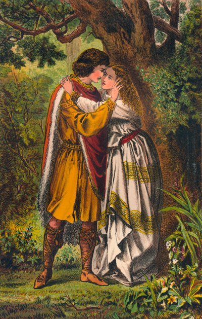 Posthumus. Min dronning! Min elskerinde! O frue græd ikke mere. Cymbeline: Akt I, Scene I, c1875 af Robert Charles Dudley