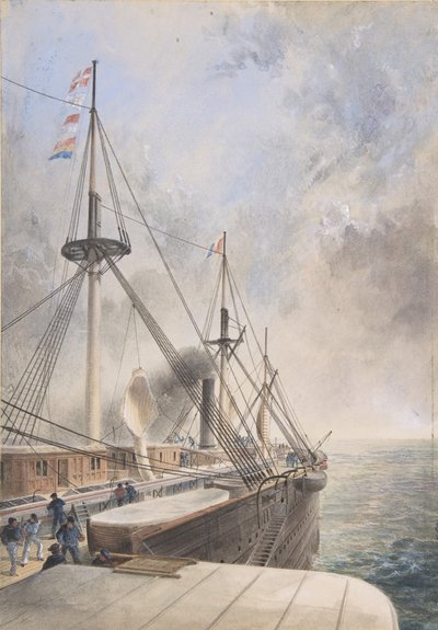Udsigt bagud fra Paddle-boksen på bagbord på dækket af Great Eastern..., 1865-66. af Robert Charles Dudley