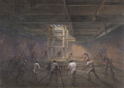Udsigt over det indre af en af kampvognene om bord på Great Eastern, 1865-66. af Robert Charles Dudley
