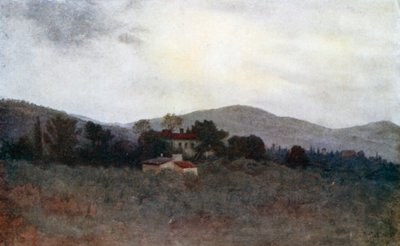 Et studie af toscanske olivenhaver (farvelitografi) af Robert Charles Goff