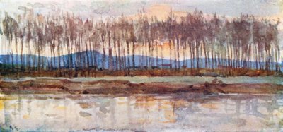 Arnos bredder i aftenlyset (farvelitografi) af Robert Charles Goff