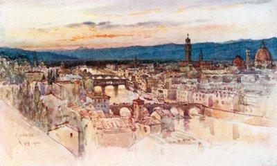 Byen Firenze fra Piazzale Michelangelo, San Miniato (farvelitografi) af Robert Charles Goff