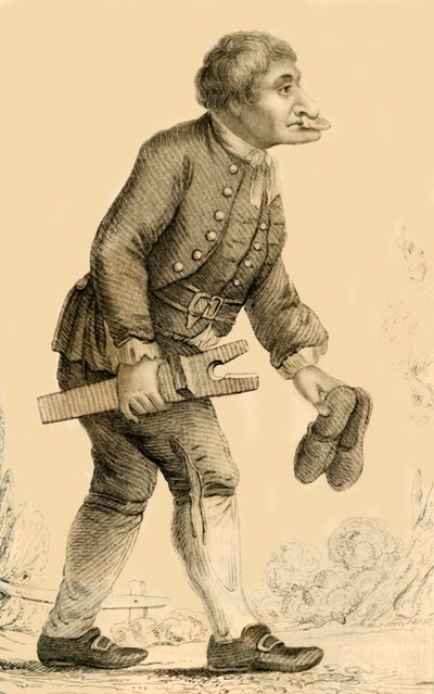 Old Boots, en velkendt karakter på Rippon i Yorkshire, 1821. af Robert Cooper