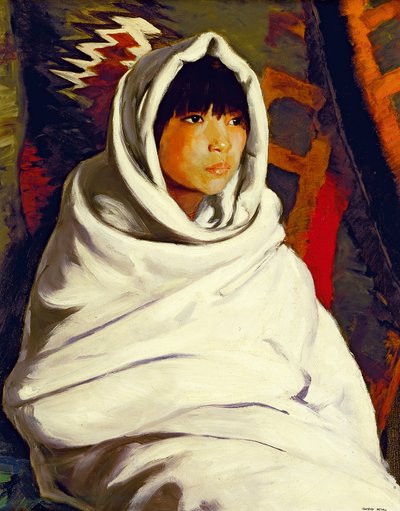 Indisk pige i et hvidt tæppe, 1917 af Robert Cozad Henri