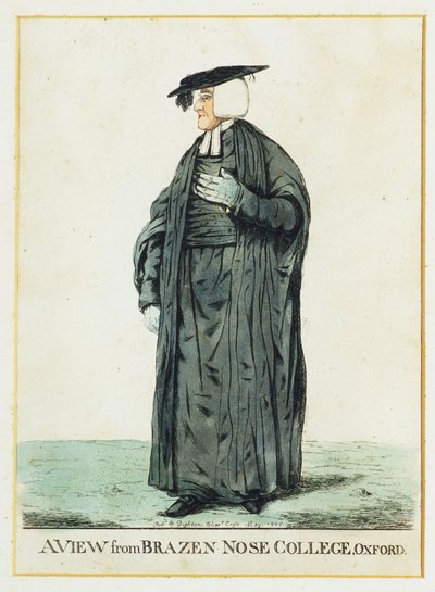 En udsigt fra Brazen Nose College, Oxford (håndfarvet radering) af Robert Dighton
