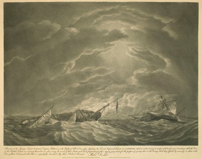 Situationen for Hans Majestæts fregat EUROTAS, kaptajn Phillimore, natten til den 25. februar 1814, efter at have besejret den franske kejserlige fregat LA CLORINDE, som forsøger at flygte med sin fokkemast stående; mens besætningen på den britiske fregat  af Robert Dodd