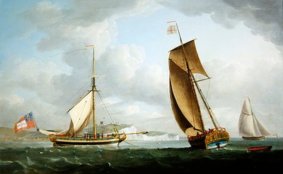 Trinity House Yacht i to positioner ud for Dover af Robert Dodd
