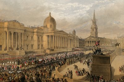 Trafalgar Square, London, 7. marts 1863 (kobberstik) af Robert Dudley