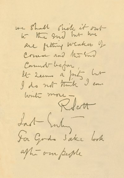 Faksimile af besked til offentligheden, 29. marts 1912, 1913 af Robert Falcon Scott
