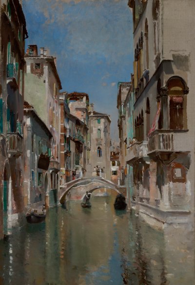 Kanal i Venedig, San Trovaso-kvarteret, ca. 1885. af Robert Frederick Blum